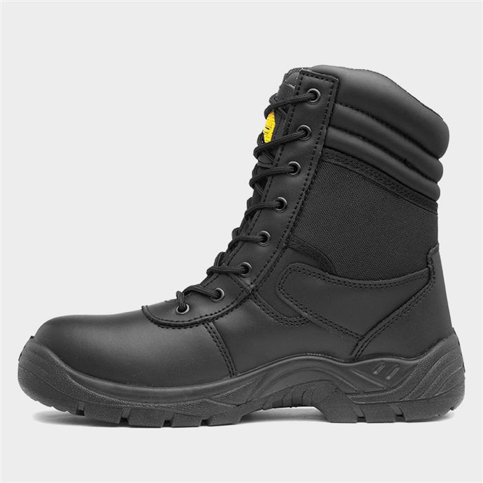 Nail Mens Black Lace Up Safety Boot