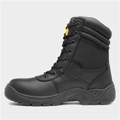 Nail Mens Black Lace Up Safety Boot