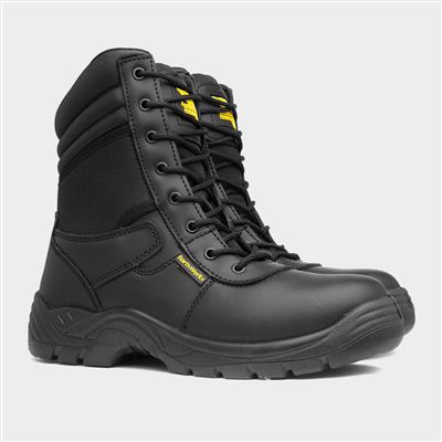 Nail Mens Black Lace Up Safety Boot
