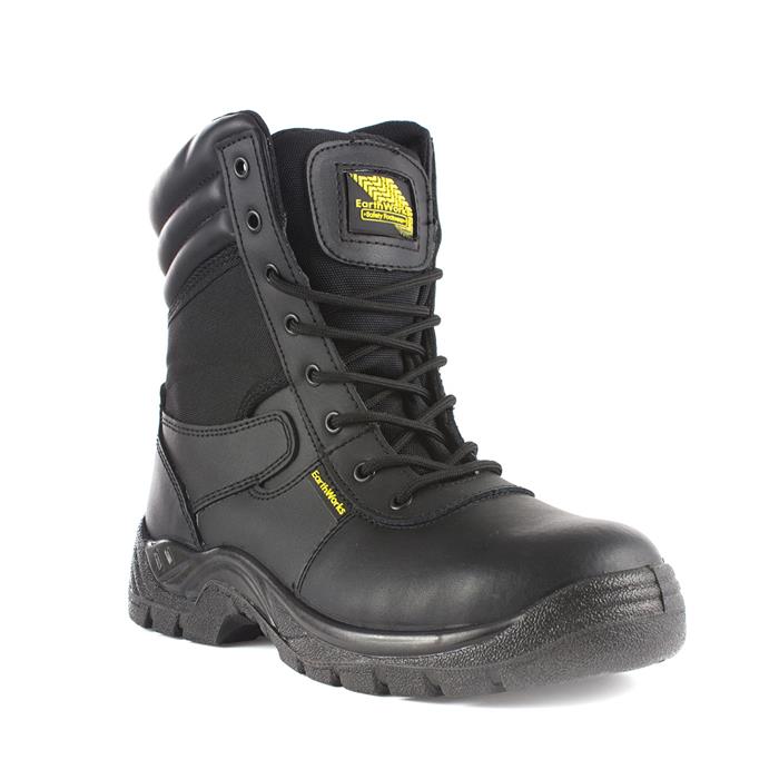 Image of Earth Works Mens Black Lace Up Ankle Safety Boot