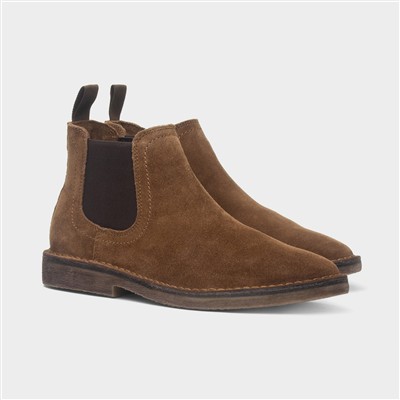 Shaun Mens Tan Suede Chelsea Boots