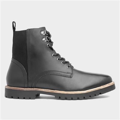 Manchester Mens Black Lace Up Boot