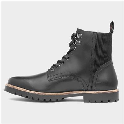 Manchester Mens Black Lace Up Boot