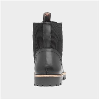 Manchester Mens Black Lace Up Boot