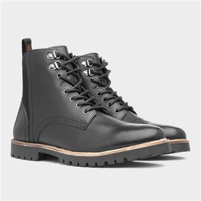 Manchester Mens Black Lace Up Boot