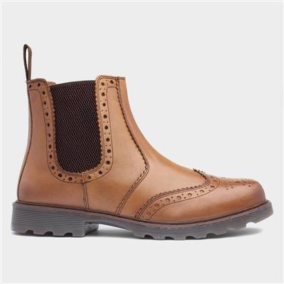 Caleb Mens Tan Leather Ankle Boot
