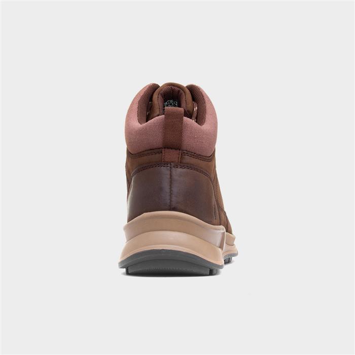 Arnie Mens Brown Leather Flat Boot