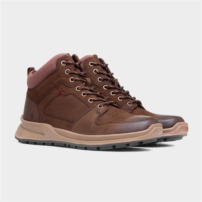Arnie Mens Brown Leather Flat Boot