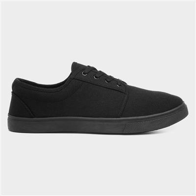 Mens Lace Up Canvas Shoe in Black