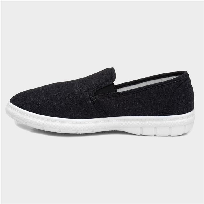 Mens Grey Slip On Twin Gusset Canvas Shoe