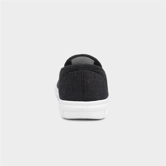 Mens Grey Slip On Twin Gusset Canvas Shoe