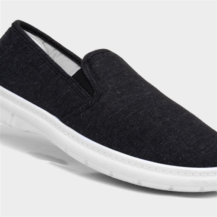 Mens Grey Slip On Twin Gusset Canvas Shoe