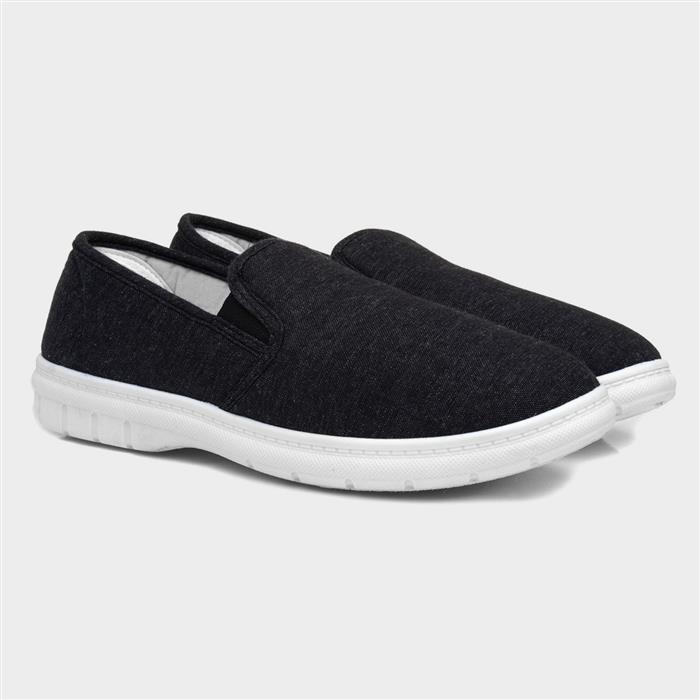 Mens Grey Slip On Twin Gusset Canvas Shoe