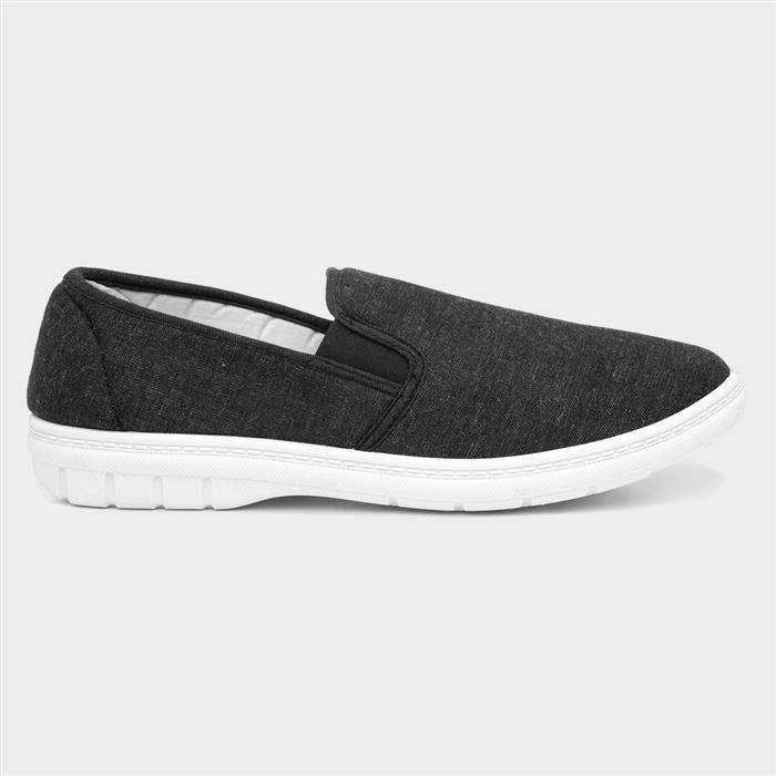 Hobos Mens Twin Gusset Canvas Shoe in Charcoal-59306 | Shoe Zone