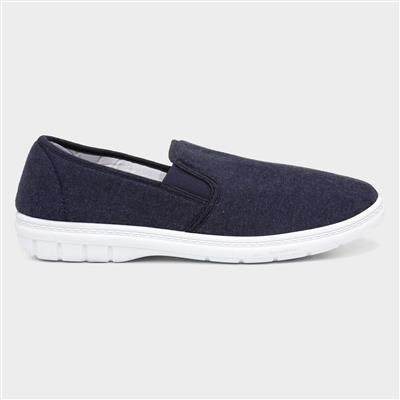 Mens Twin Gusset Canvas Shoe in Blue