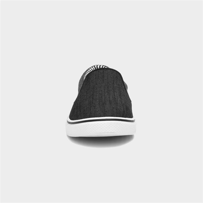 Mens Black Slip On Casual Canvas