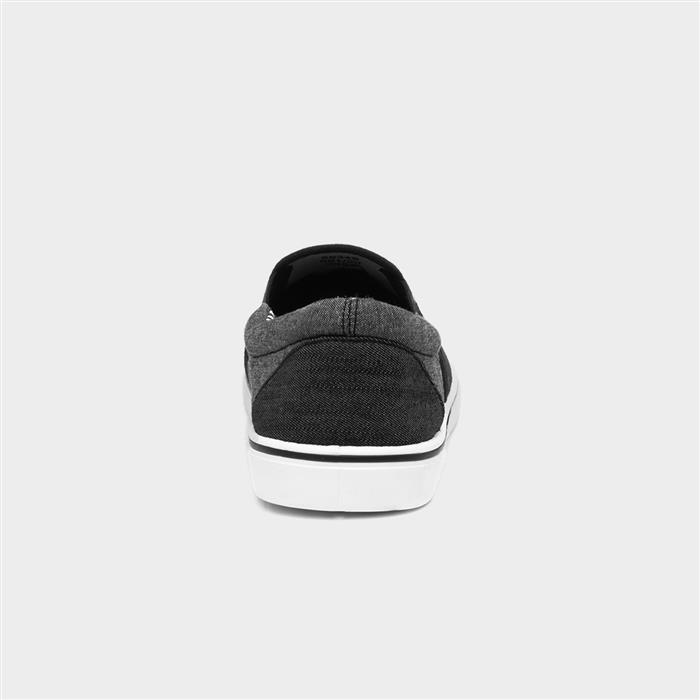 Mens Black Slip On Casual Canvas