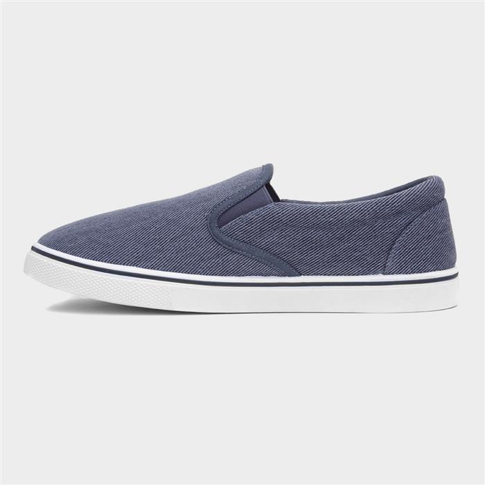 Mens Stonewash Blue Slip On Casual Canvas