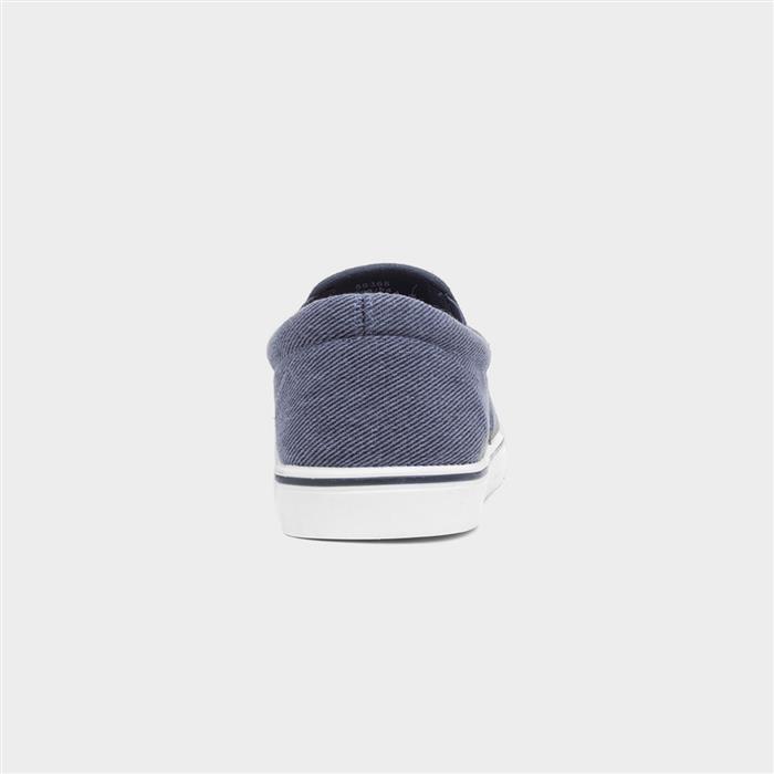 Mens Stonewash Blue Slip On Casual Canvas