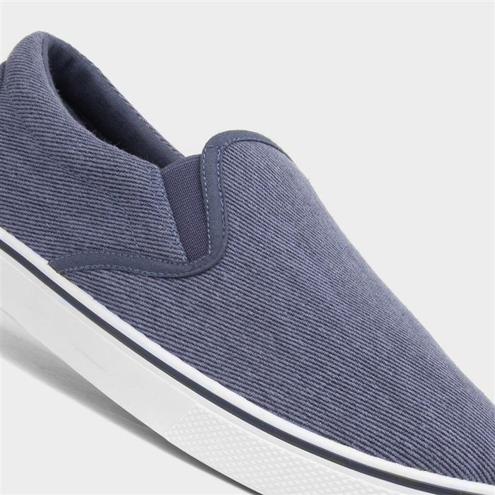 Mens Stonewash Blue Slip On Casual Canvas