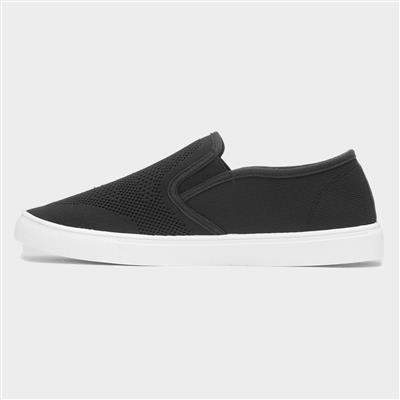 Harry Mens Black Knitted Slip On Canvas