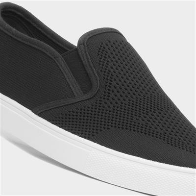 Harry Mens Black Knitted Slip On Canvas
