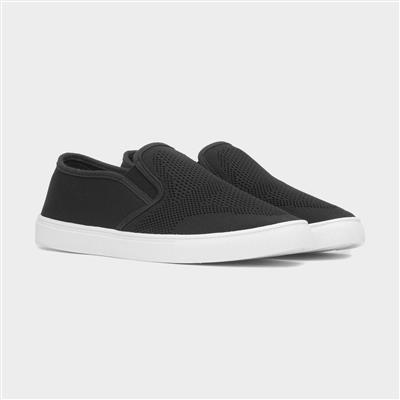 Harry Mens Black Knitted Slip On Canvas