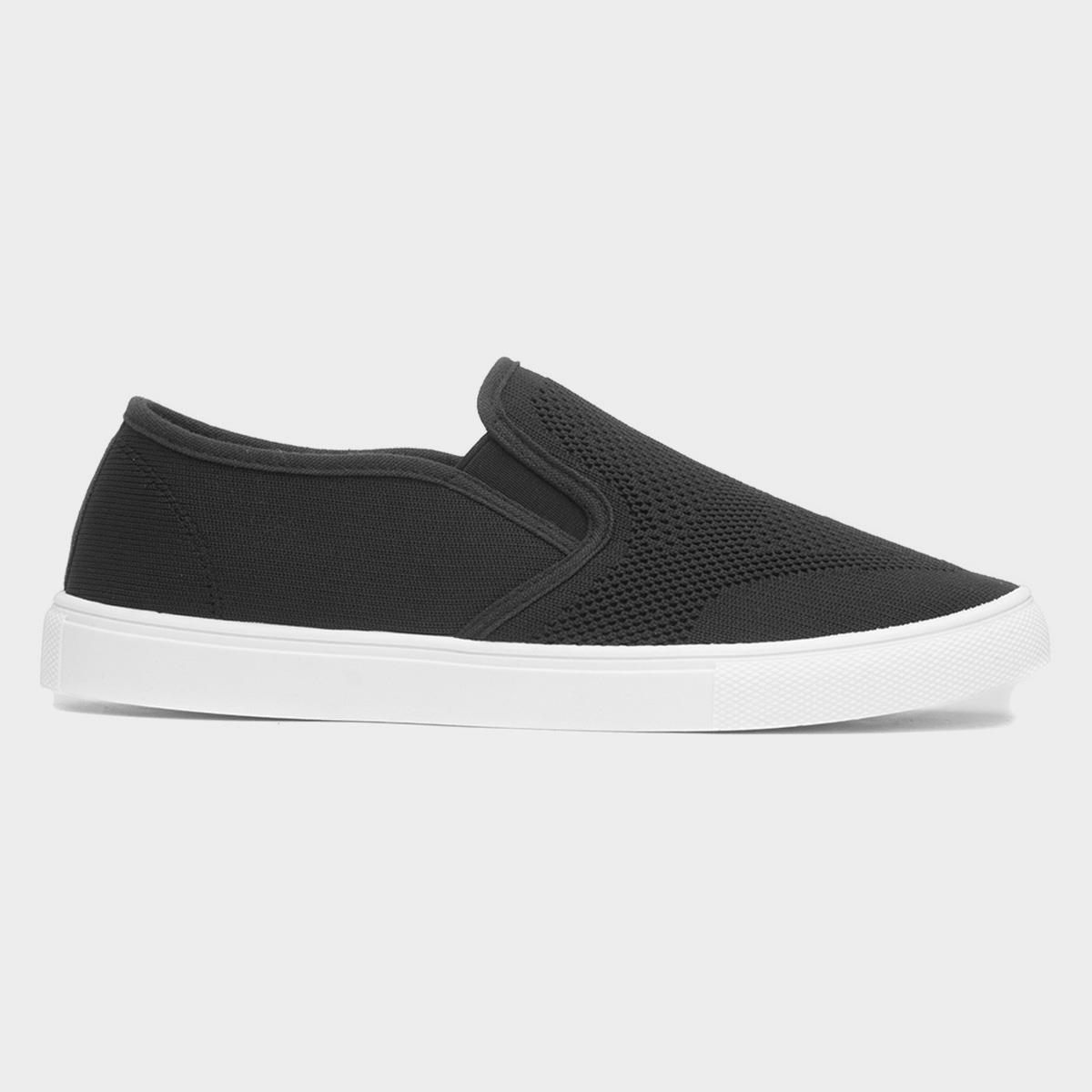 Harry Mens Black Knitted Slip On Canvas
