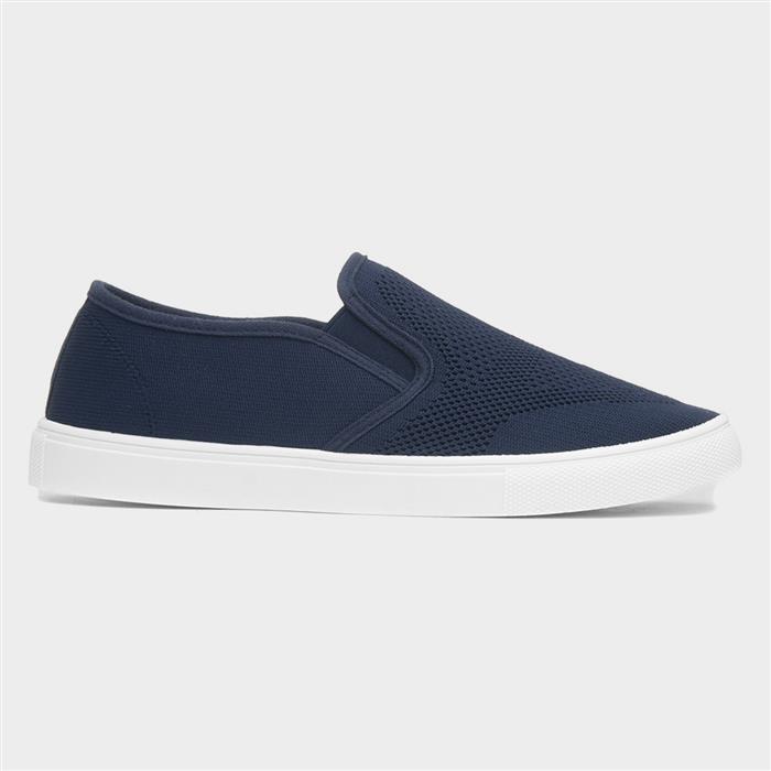 Mens Blue Knitted Slip On Canvas Shoe