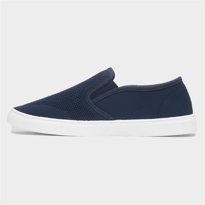 Mens Blue Knitted Slip On Canvas Shoe
