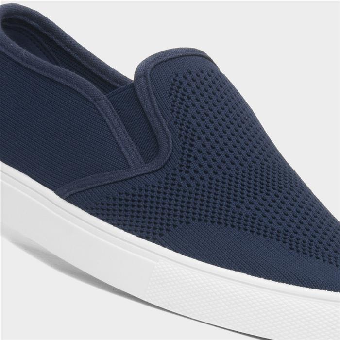 Mens Blue Knitted Slip On Canvas Shoe