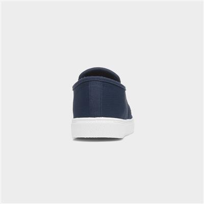 Mens Blue Knitted Slip On Canvas