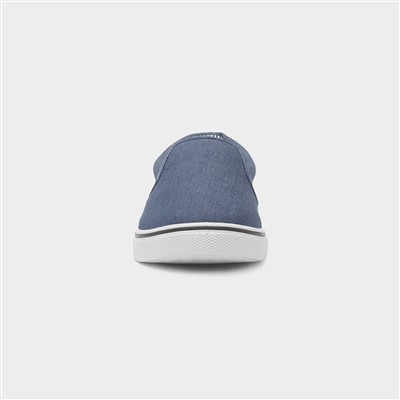 Mens Blue Slip On Casual Canvas