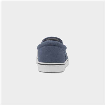 Mens Blue Slip On Casual Canvas