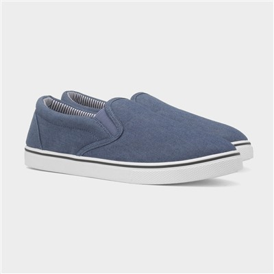 Mens Blue Slip On Casual Canvas