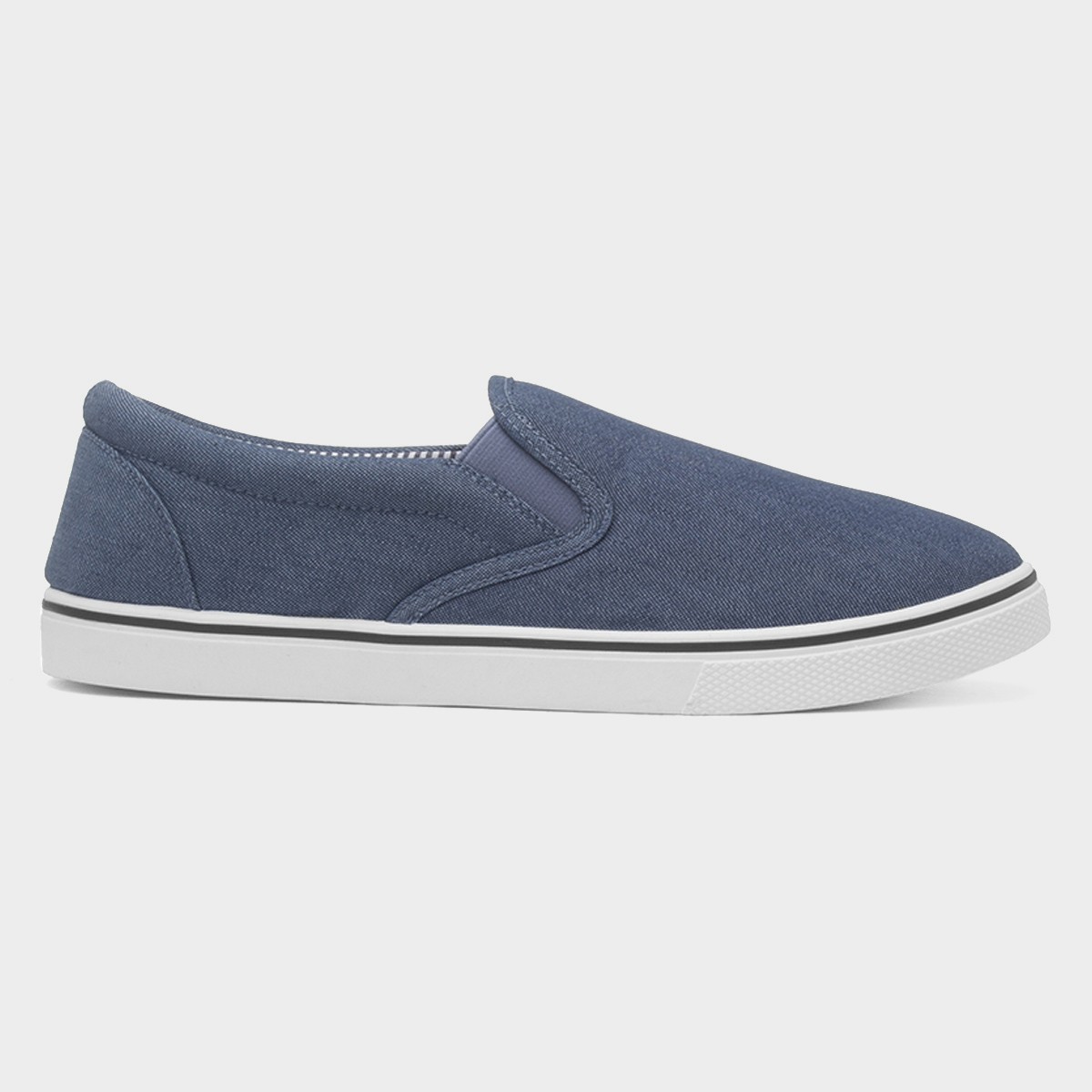Mens Blue Slip On Casual Canvas