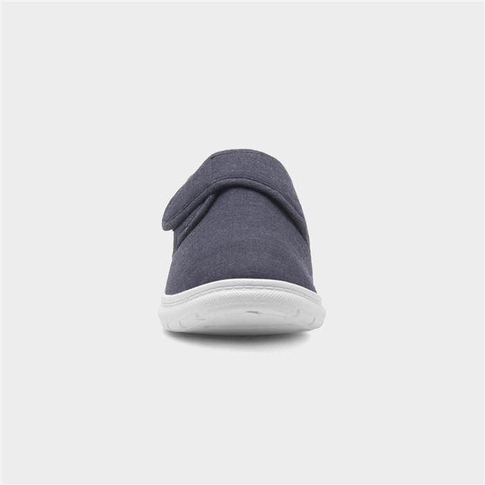 Men's Navy Easy Fasten Full Canvas Shoe