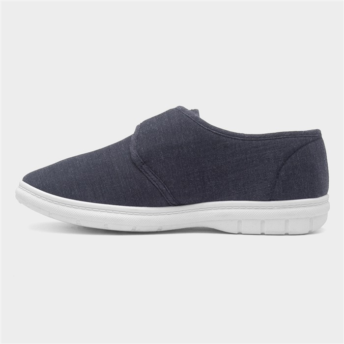 Men's Navy Easy Fasten Full Canvas Shoe