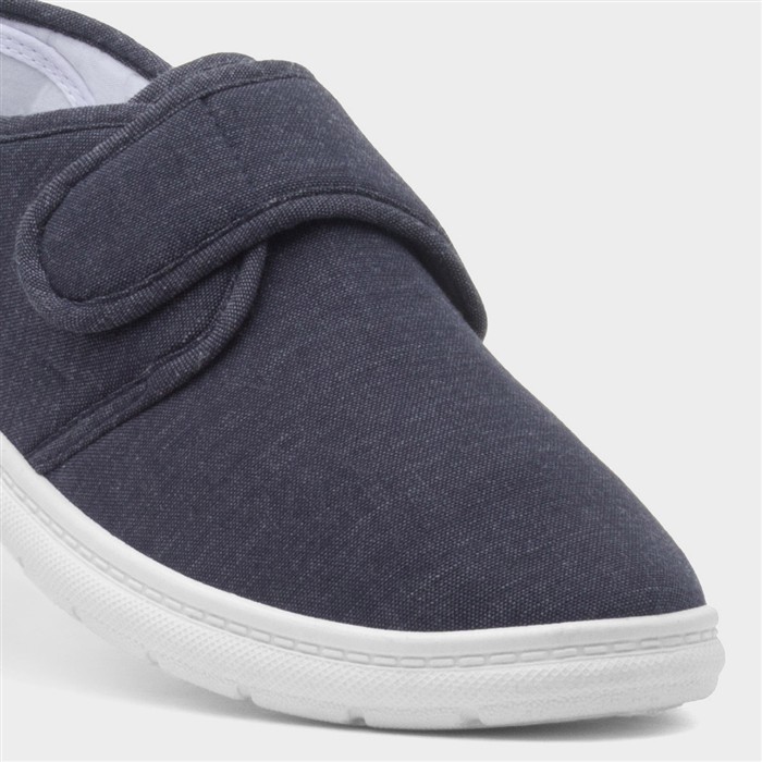 Men's Navy Easy Fasten Full Canvas Shoe