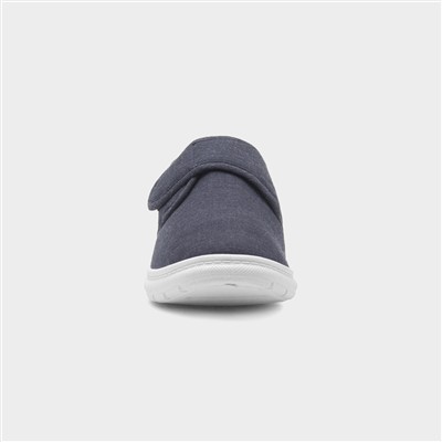 Men's Navy Easy Fasten Full Canvas Shoe