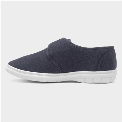 Men's Navy Easy Fasten Full Canvas Shoe