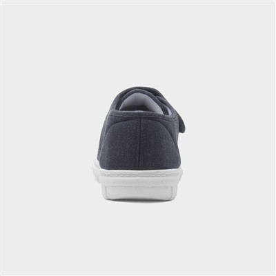 Men's Navy Easy Fasten Full Canvas Shoe