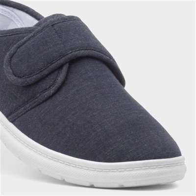 Men's Navy Easy Fasten Full Canvas Shoe