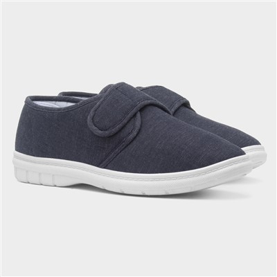 Men's Navy Easy Fasten Full Canvas Shoe
