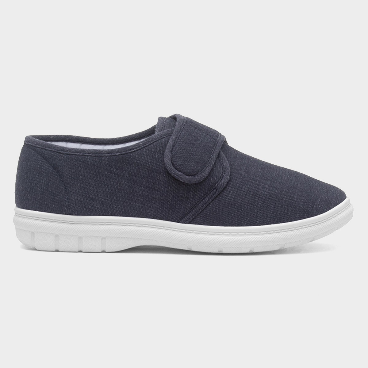 Men's Navy Easy Fasten Full Canvas Shoe
