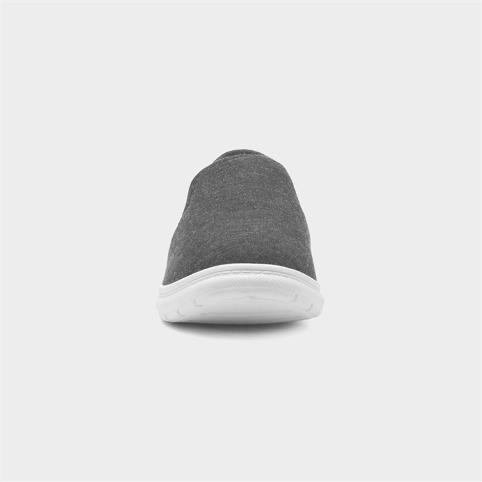Mens Charcoal Slip On Gusset Canvas Shoe