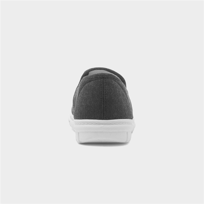 Mens Charcoal Slip On Gusset Canvas Shoe