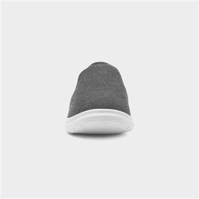 Mens Charcoal Slip On Gusset Canvas Shoe