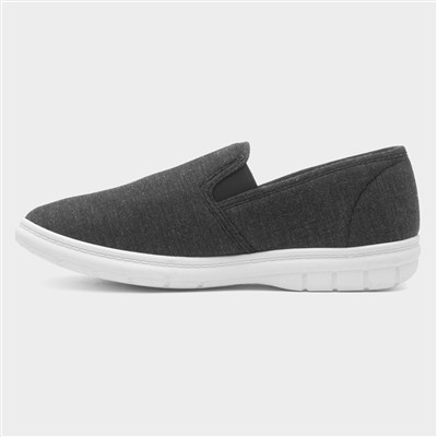 Mens Charcoal Slip On Gusset Canvas Shoe