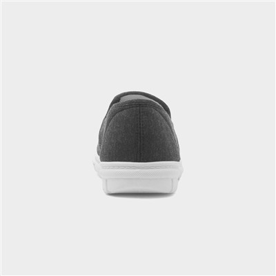Mens Charcoal Slip On Gusset Canvas Shoe